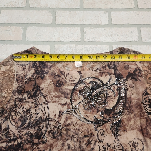 CJ BANKS Womens Rustic Lace Long Sleeve with Rhinestones Size 1X - Picture 10 of 13